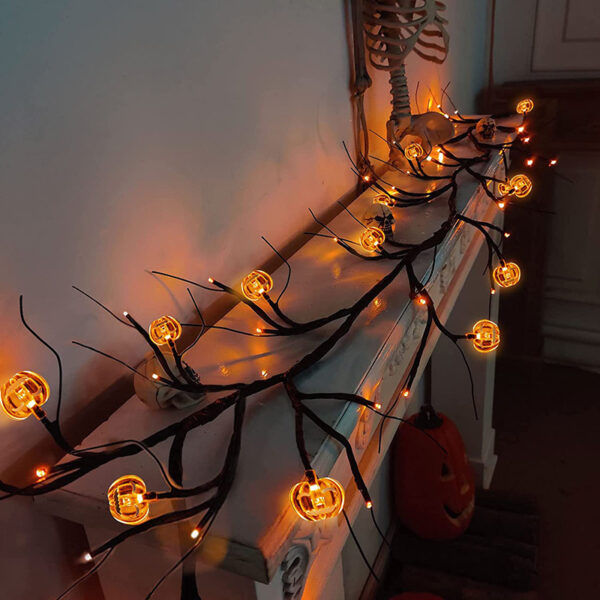 Halloween LED Willow Vine String Light Cool Cartoon Bat Pumpkin Decoration For Indoor Outdoor Party House Decor - Image 3